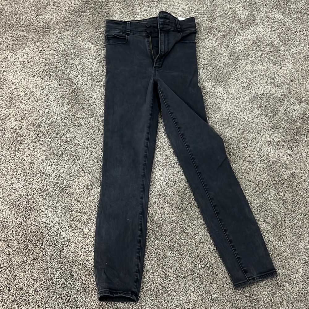 super high rise plain black no rips jeans size 27 very comfy